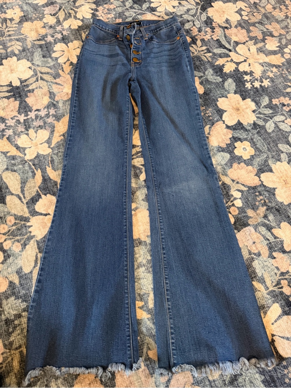 Ag Adriano Goldschmied Wide Leg Button-Fly Jeans in Dark Blue